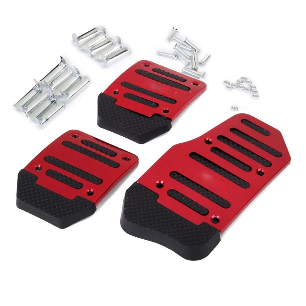 Auto Pedal Pads Handbuch Auto Auto Auto Non Slip Sport Aluminium Legierung Automatisch Auto Autofahrzeug Pedal Fuß -Fußbremsabdeckung Rot 3pcs von Pineeseatile