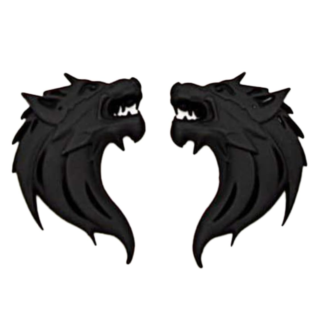 Auto Wolfszeichen Metall 3D Wolfkopf Emblem Motorräder Mark Aufkleber schwarz 1pair von Pineeseatile