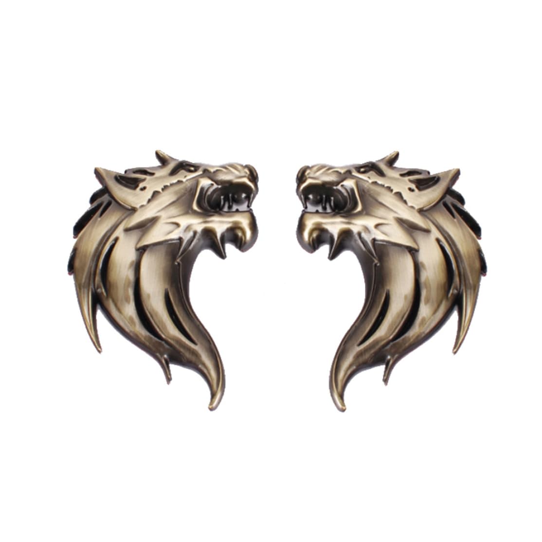 Zink -Legierungsauto -Aufkleber Metal Car Defal Wolf Head Totem Aufkleber Wolf Emblem Fahrzeug Aufkleber Dekoration Bronze 1Pair von Pineeseatile