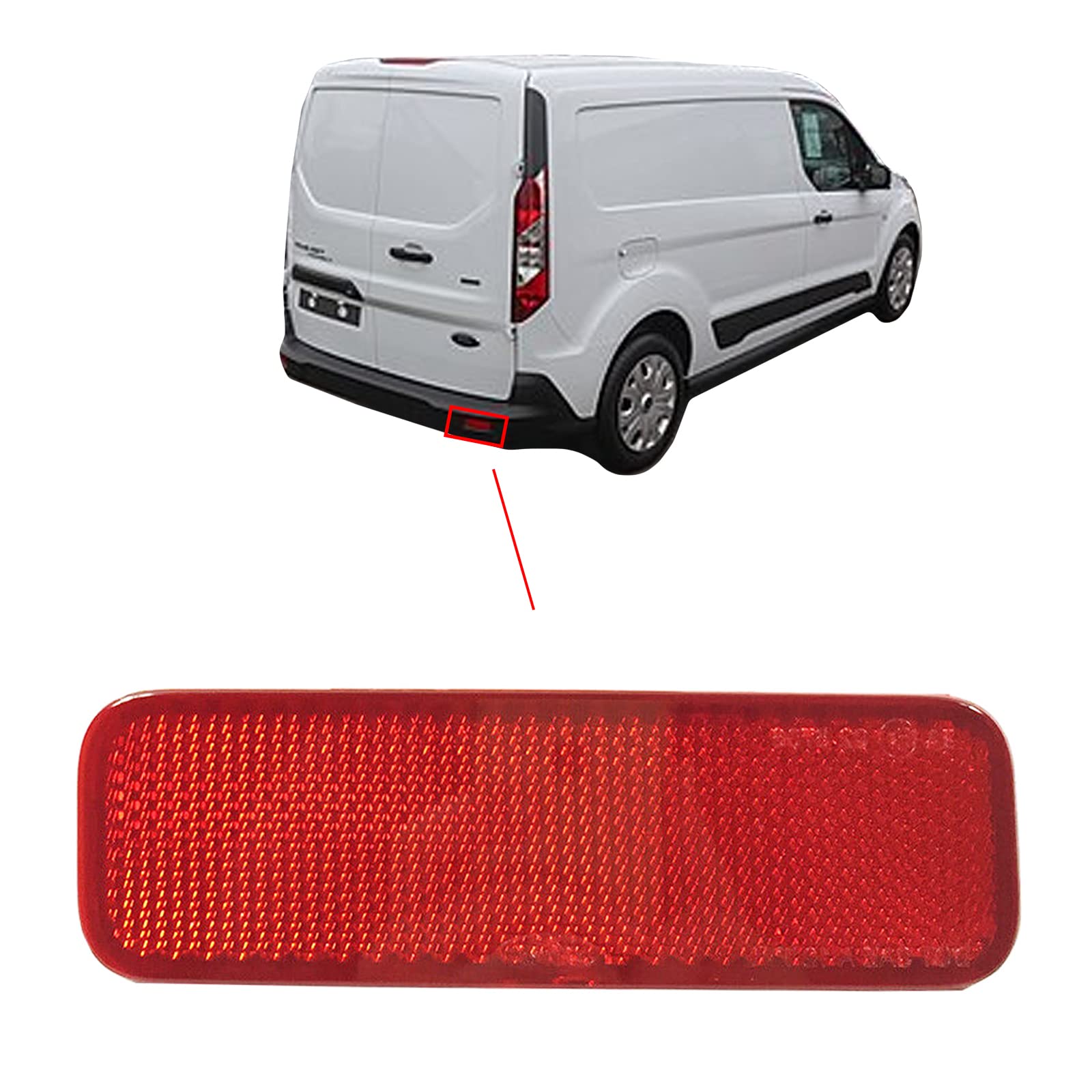 Stoßstangen-Reflektor hinten rechts rechts für Fahrer, kompatibel mit Ford Transit Connect Tourneo Custom 2013 auf 1778457, BK21515B0AA von Pinochukka