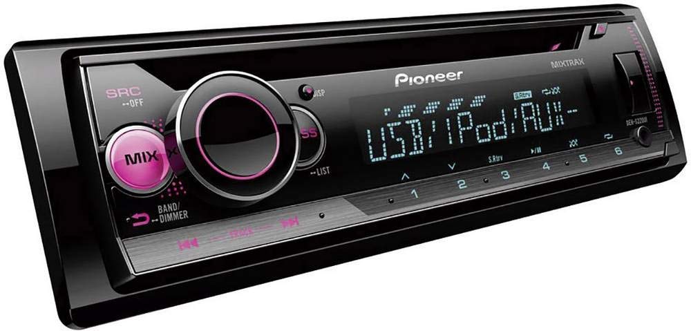 Pioneer DEH-S220UI, 1-DIN RDS-Autoradio mit roter Tastenbeleuchtung, Display weiß, Android-Unterstützung, iPhone-Steuerung, 5-Band-Equalizer, CD, MP3, USB, AUX- Eingang, ARC App von Pioneer