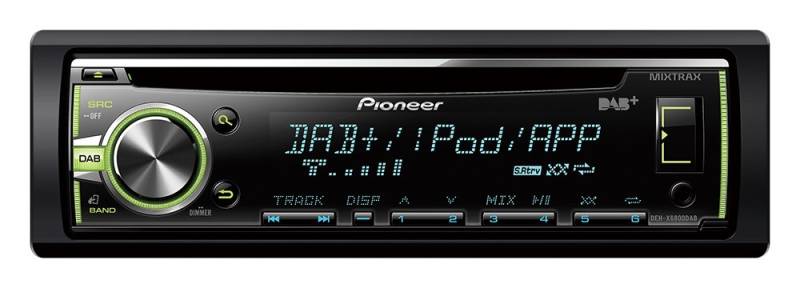 Pioneer DEH-X6800DABAN Multimedia Receiver fürs Auto, schwarz, 1 DIN, 200 Watt, CD, CD-R, CD-RW, drehbar, MOSFET, iPod/iPhone Direct Control, Android Media Access, MIXTRAX EZ, inkl. DAB Antenne von Pioneer