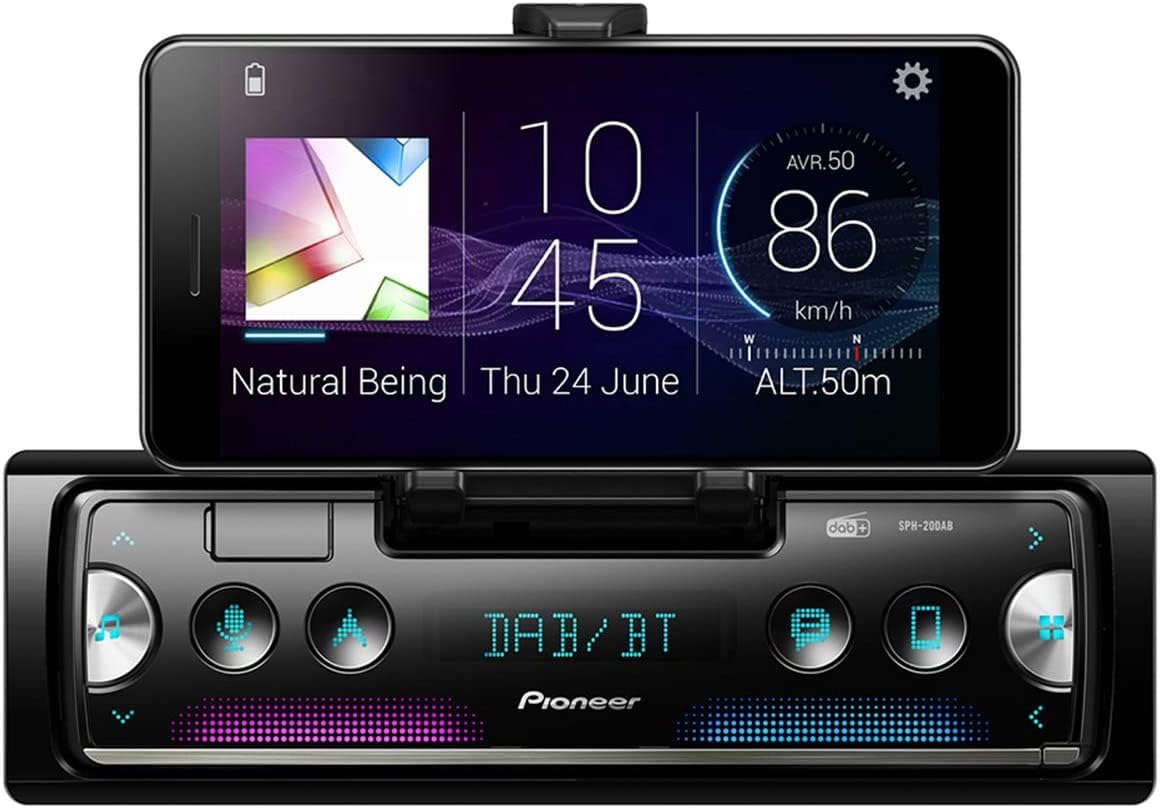 Pioneer SPH-20DAB-AN inklusive DAB-Antenne, 1-DIN-Smartphone-Autoradio mit RDS und DAB+, Bluetooth, USB für MP3, WMA, WAV, FLAC, Android-Unterstützung, iPhone-Steuerung, Smart Sync App von Pioneer