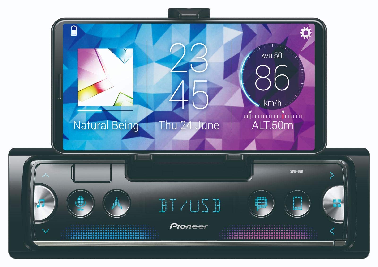 Pioneer SPH-10BT, 1-DIN-Autoradio mit RDS, Bluetooth, USB für MP3, WMA, WAV, FLAC, Android-Unterstützung, iPhone-Steuerung, Smart Sync App von Pioneer