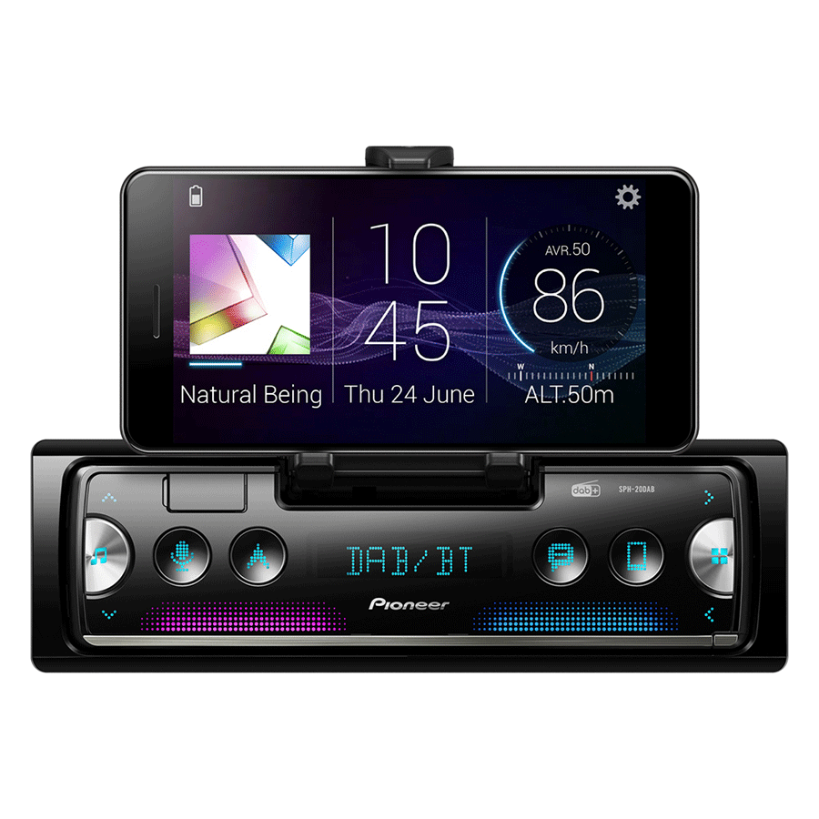 Pioneer SPH-20DAB Smartphone- Autoradio, DAB/DAB+ Empfang, USB, Bluetooth, unterstützt iPod/iPhone Direktsteuerung und Android, 1-DIN von Pioneer