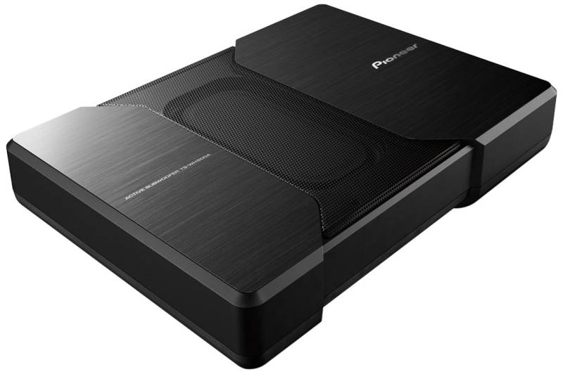 Pioneer TS-WH500A Aktivsubwoofer, kompakter Subwoofer mit HVT-Technologie (150 W), integrierter MOSFET-Verstärker, Aluminium-Gehäuse, schwarz, 340 x 60 x 250 mm von Pioneer