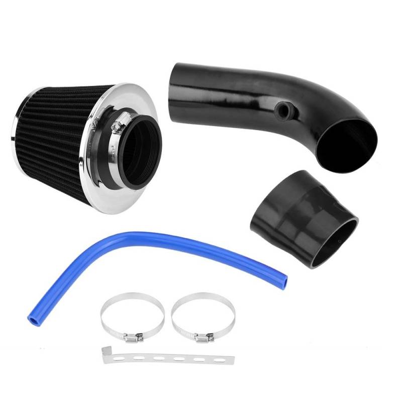 Universal Auto Sportluftfilter,76mm 3 Zoll Auto Kaltluftansaugfilter Kaltes Luft-Einlass-System Aluminium Induktionsschlauch Rohr Kit Kohlefaser(schwarz kohlefaser) von Pissente