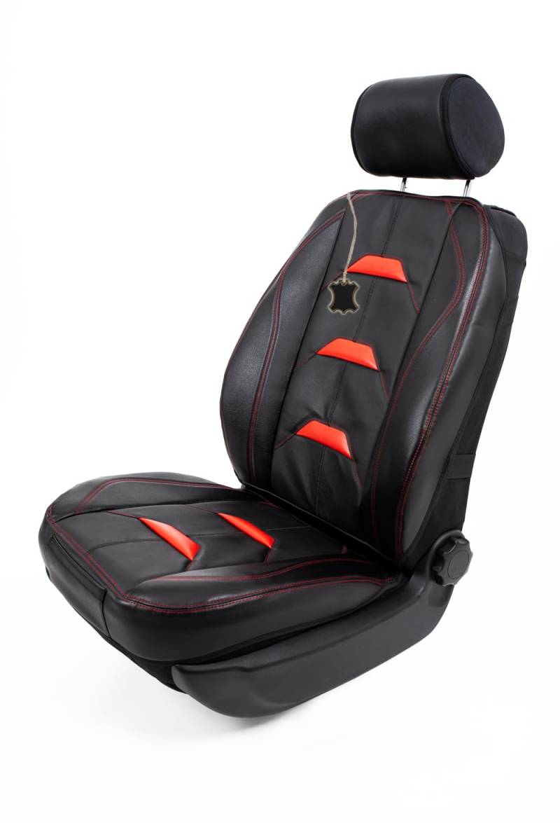 Piton Applicatore Leather Red Autositzschoner, Sitzschoner Auto, hermittel in der EU, universeller Sitzbezug, Sitzschutz kompatibel mit den meisten Autos und SUV von Piton