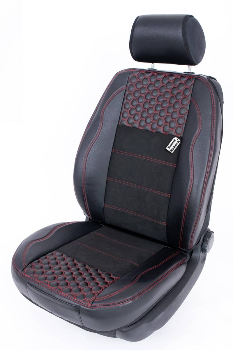 Piton Hexagony Nubuck Red Sitzauflage Auto, Autositzschoner, Sitzschoner Auto, hermittel in der EU, universeller Sitzbezug, Sitzschutz kompatibel mit den meisten Autos und SUV von Piton