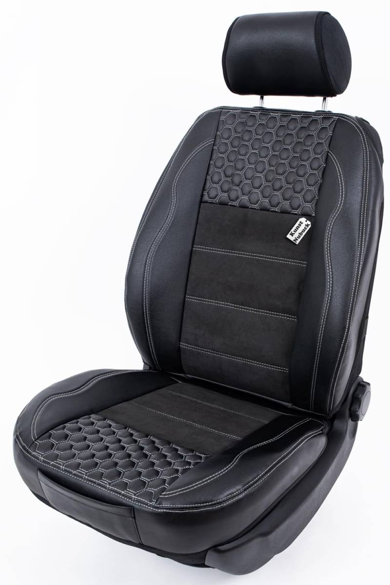 Piton Hexagony Nubuck White Sitzauflage Auto, Autositzschoner, Sitzschoner Auto, hermittel in der EU, universeller Sitzbezug, Sitzschutz kompatibel mit den meisten Autos und SUV von Piton