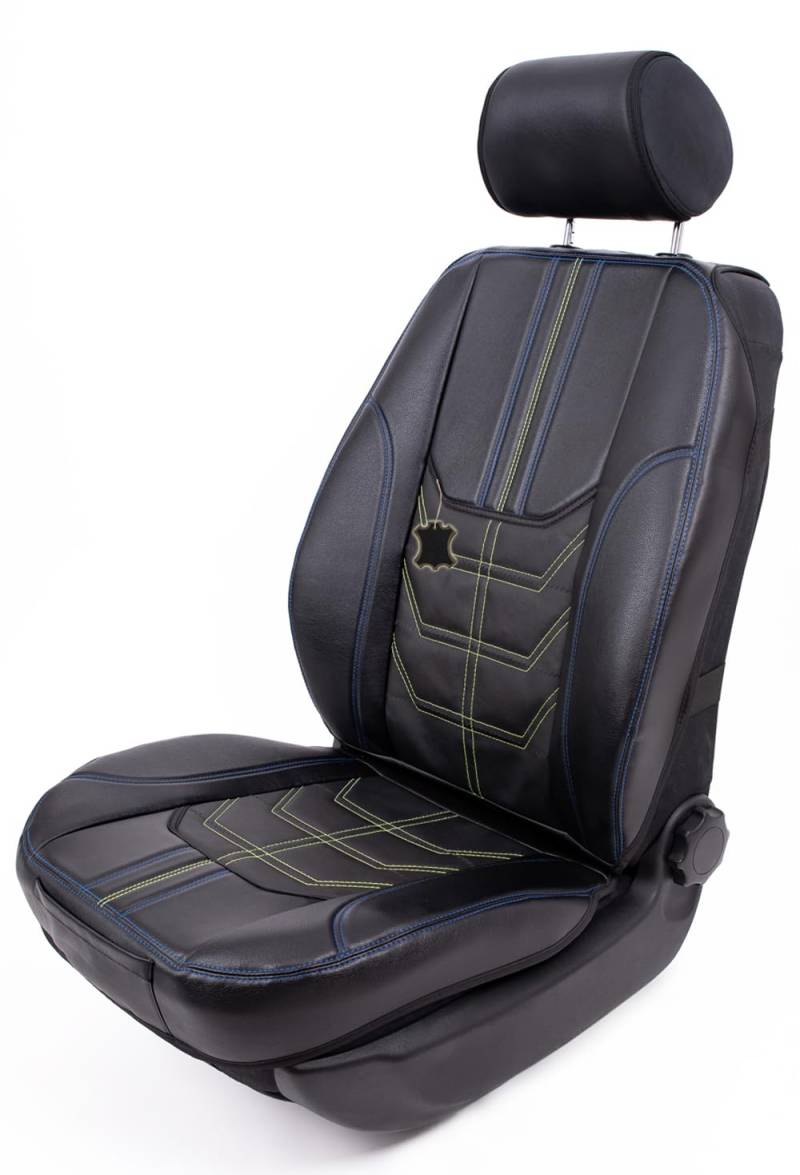 Piton Nettunello Leather Green-Blue Sitzauflage Auto, Autositzschoner, Sitzschoner Auto, hermittel in der EU, universeller Sitzbezug, Sitzschutz kompatibel mit den meisten Autos und SUV von Piton