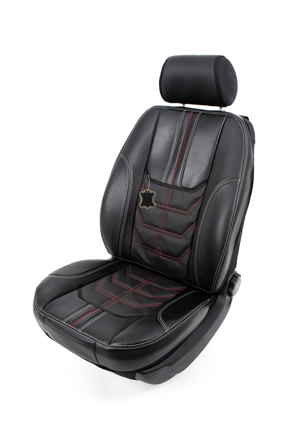 Piton Nettunello Leather Red-White Autositzschoner, Sitzschoner Auto, hermittel in der EU, universeller Sitzbezug, Sitzschutz kompatibel mit den meisten Autos und SUV von Piton