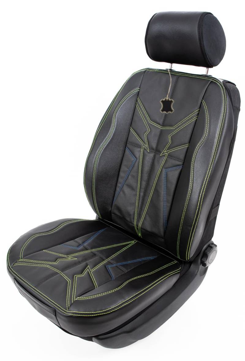 Piton Spark-Blade Leather Green-Blue Autositzschoner, Sitzschoner Auto, hermittel in der EU, universeller Sitzbezug, Sitzschutz kompatibel mit den meisten Autos und SUV von Piton