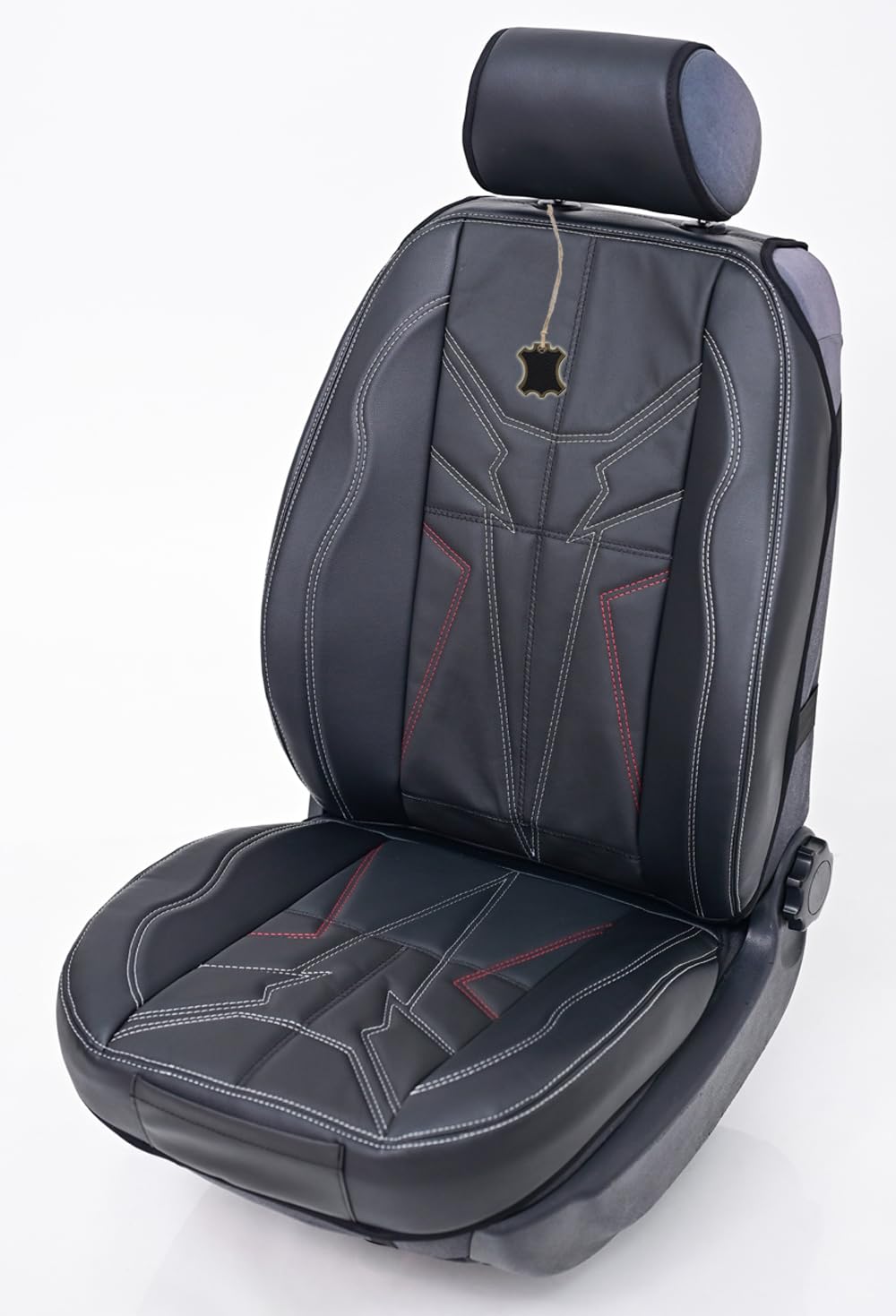 Piton Spark-Blade Leather Red-White Sitzauflage Auto, Autositzschoner, Sitzschoner Auto, hermittel in der EU, universeller Sitzbezug, Sitzschutz kompatibel mit den meisten Autos und SUV von Piton