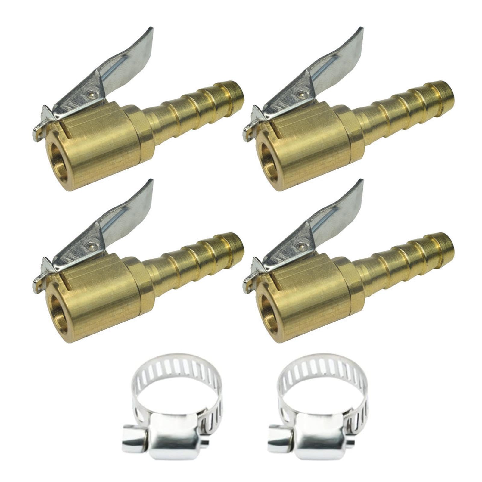 Pixaro Autoventil Hebelstecker Air Chuck - 4 Stück 8mm 1/4" NPT Autoventil Adapter,Messing Reifenfüller Autoreifen Ventil, Reifen Ventil Luftpumpe Clip, für Alle Reifenventile mit Ventilgewinde von Pixaro