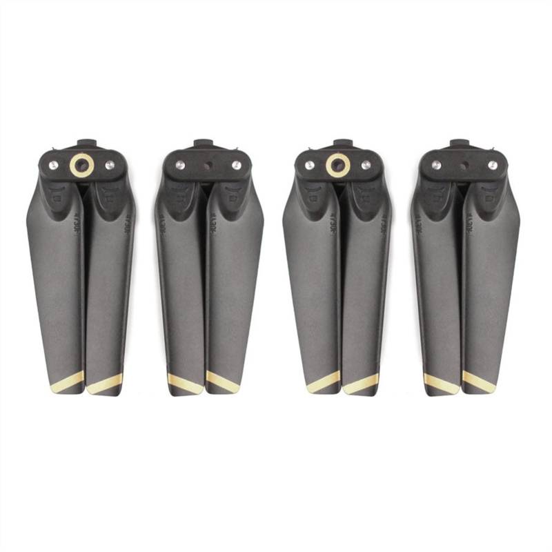 Pizgear 2 Paar Faltbare Quick-Release 4730F Klapppropeller weiß/goldene Streifenklinge CW CCW Requisiten, for DJI Spark Drohne leichte Drohnenpropeller(with Golden Stripe) von Pizgear