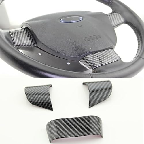 Pizgear ABS-Innenraum-Auto-Lenkrad-Panel-Abdeckungs-Ordnungsaufkleber, for Ford, for Focus 2 MK2 2005–2011, Auto-Styling-Aufkleber-Zubehör Lenkradverkleidung(3PCS Carbon Fiber) von Pizgear