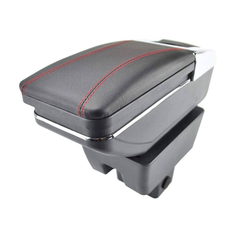 Pizgear Auto-Aufbewahrungsbox, for Skoda, Rapid 2013–2018, Armlehne, drehbare Armlehne, zentraler Inhalt, 2014–2016 Aufbewahrungsbox für die Mittelkonsole des Autos(Red Thread) von Pizgear