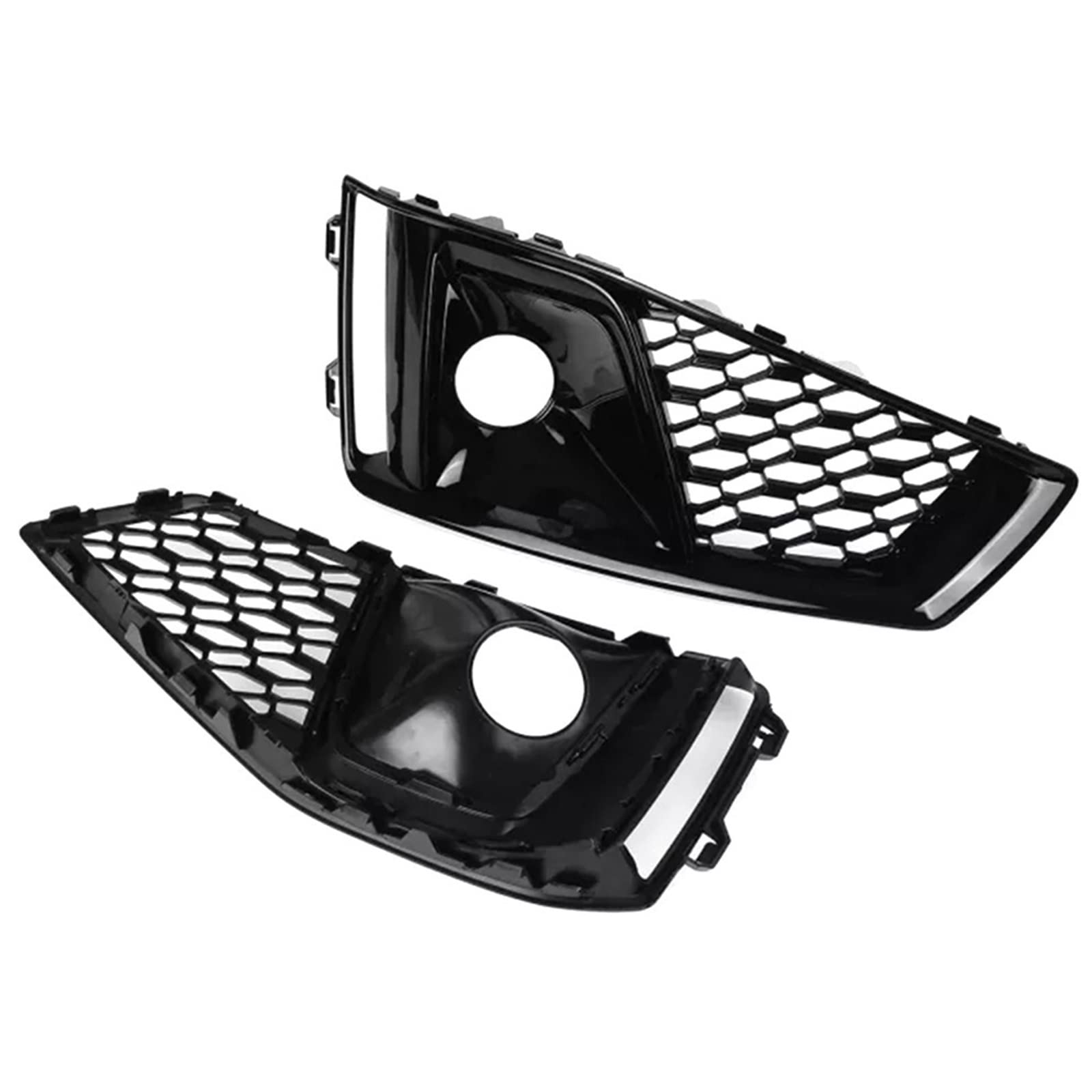 Pizgear Auto-Frontstoßstange, Nebelscheinwerfer, Grill, Wabenstruktur, for Audi, for A4 B9 S-Lines S4 2019 2020, 8WD807681J 8WD807682J Abdeckung für Nebelscheinwerfergrill für Autostoßstange von Pizgear