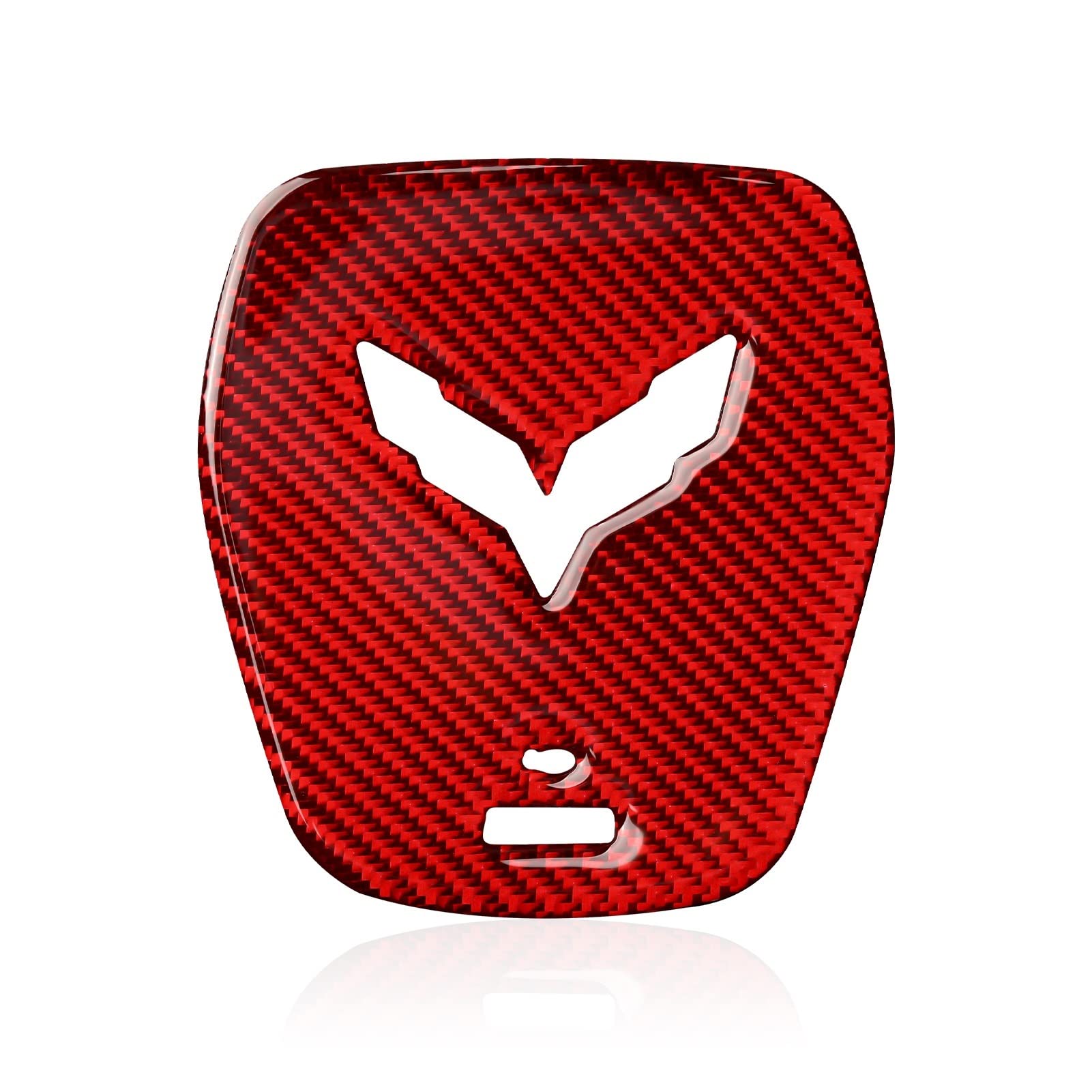 Pizgear Auto-Lenkrad-Aufkleber-Abziehbild-Zierabdeckung, for Chevrolet, for Corvette C7 2014 2015 2016 2017 2018 2019, Kohlefaser-Zubehör Lenkradverkleidung(Red) von Pizgear