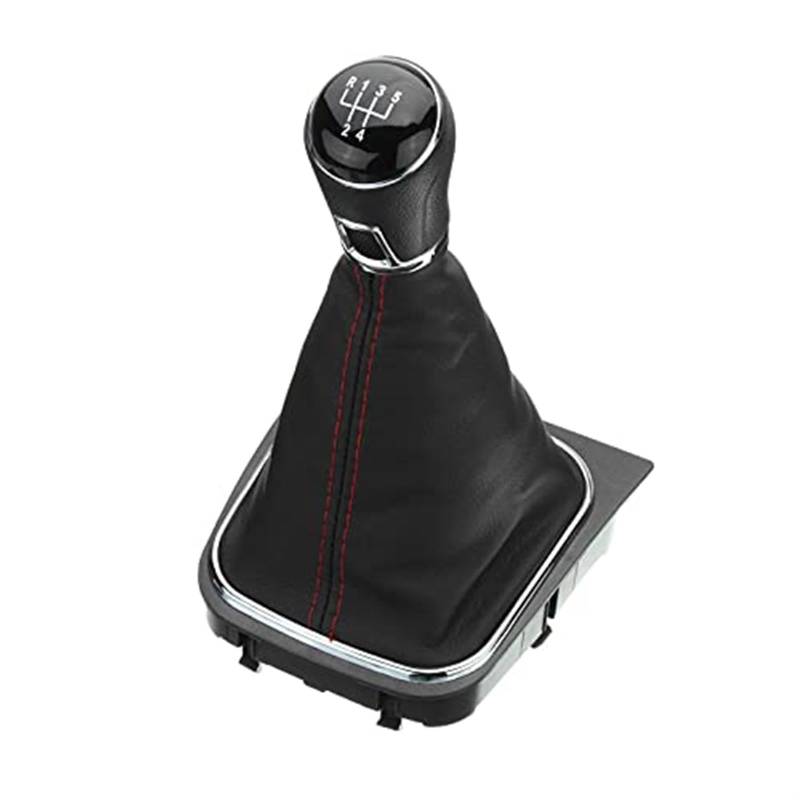 Pizgear Auto-Schalthebelabdeckung, 5-Gang-Schaltknauf, Schalthebelmanschette aus Leder, for VW, for Golf, 5 6 Schaltknauf Auto Auto-Schaltknauf von Pizgear