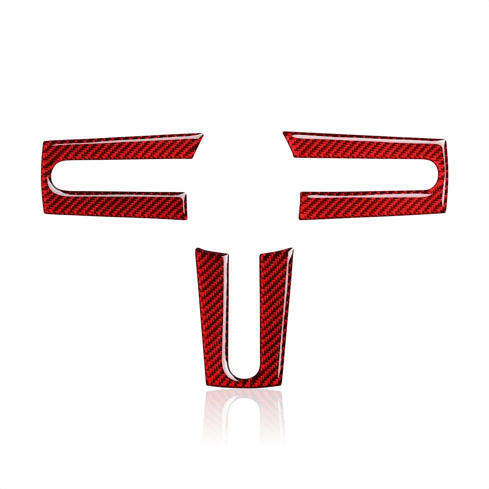 Pizgear Carbon Fiber Auto Innen Lenkrad Trim Aufkleber Aufkleber Abdeckung, for Ford, for Mustang, for GT 2005-2009 S197 Zubehör Lenkradverkleidung(Red) von Pizgear