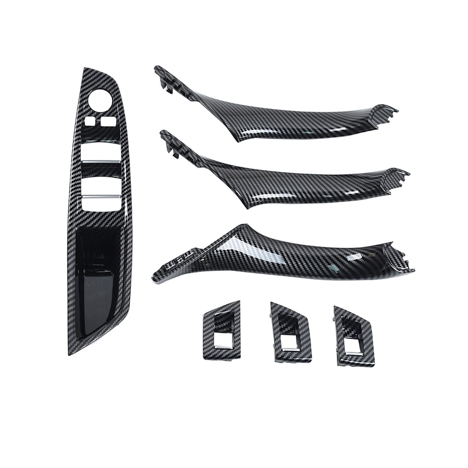 Pizgear LHD RHD Innentürgriff aus Kohlefaser, 7-teiliges Set, for, for 5er F10 F11 F18 520i 523i 525i 528i 535i Zierabdeckung für Autogriffe(LHD Inside Set) von Pizgear