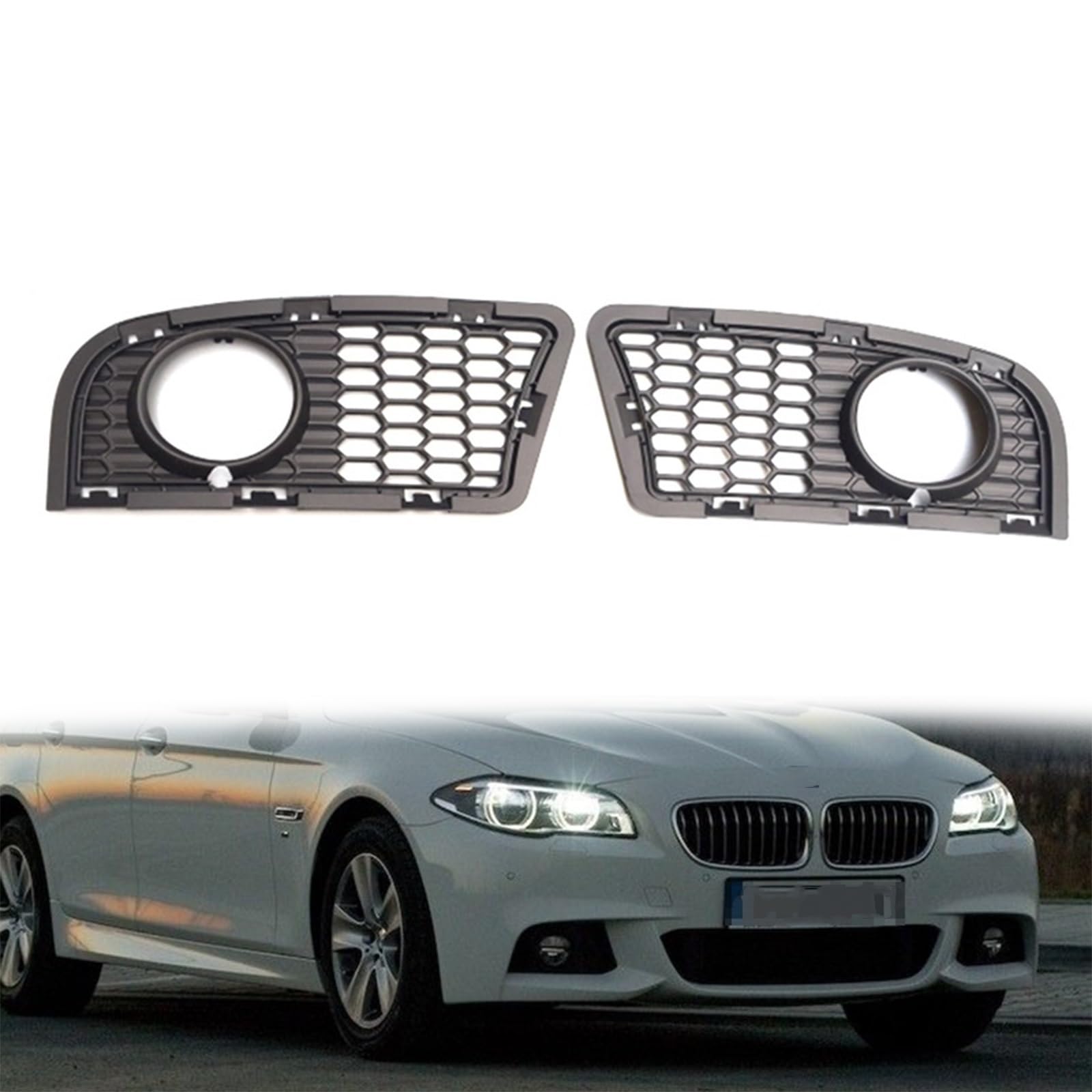 Pizgear M5 Frontstoßstangen-Nebelscheinwerfernetz, for BMW, for 5er F10 F18 520 523 525 Nebelscheinwerfer-Rahmengitterabdeckung Nebelscheinwerfer-Grillabdeckung(Install Fog lamp net) von Pizgear