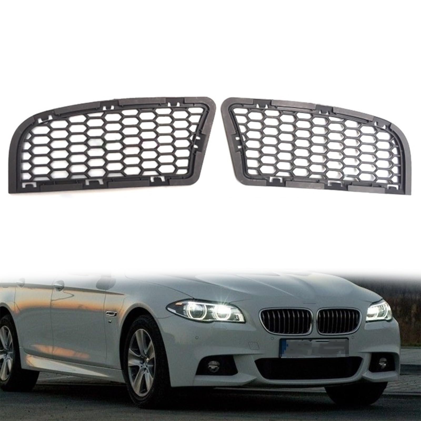 Pizgear M5 Frontstoßstangen-Nebelscheinwerfernetz, for BMW, for 5er F10 F18 520 523 525 Nebelscheinwerfer-Rahmengitterabdeckung Nebelscheinwerfer-Grillabdeckung(No Fog lamp net) von Pizgear