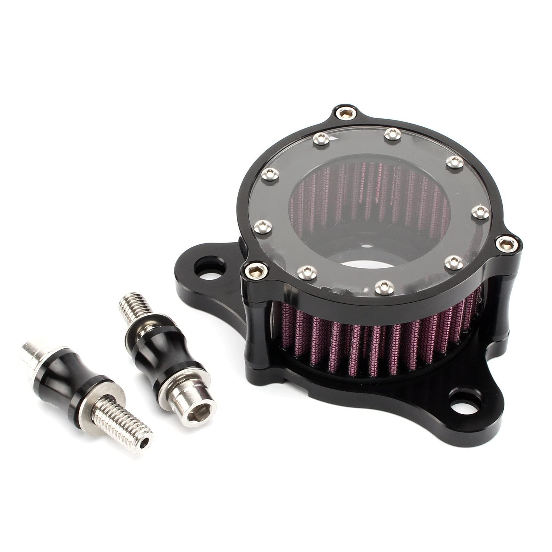 Pizgear Motorrad-Luftfilter CNC-Luftreiniger-Ansaugsystem-Kit, for Harley, Sportster XL883 XL1200 Iron 883 48 72 Seventy Two 1991-2021 Motorrad-Luftfilter von Pizgear