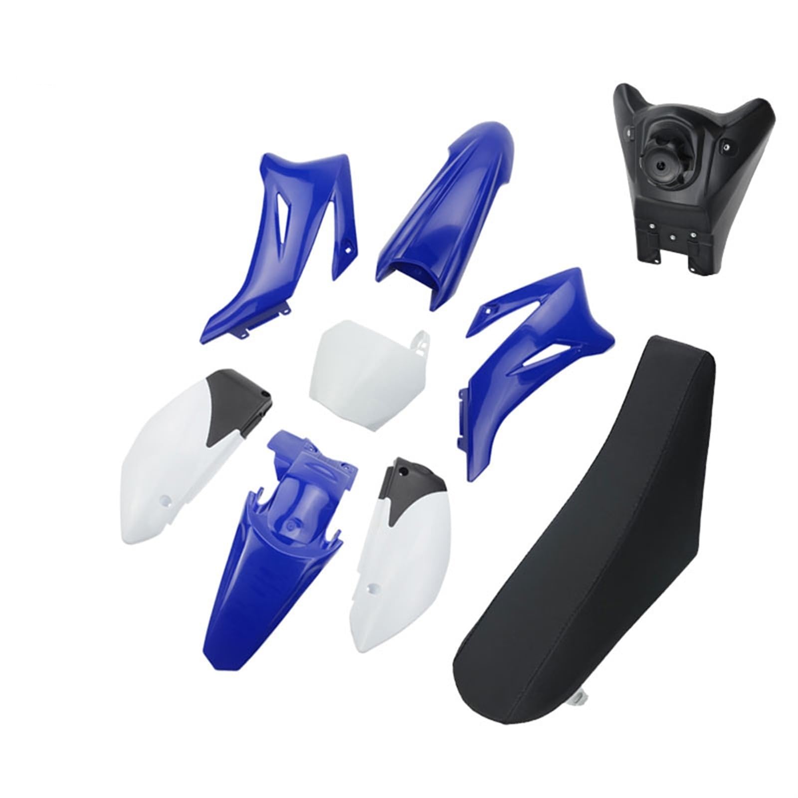 Pizgear Pit Dirt Bike Verkleidung Abdeckung Kit Kunststoff Kotflügel Kotflügel Mit Motorrad Öl Tank, for Sitz Kissen TTR110 Teile Motorrad-Kotflügel-Kit(Blue-White) von Pizgear