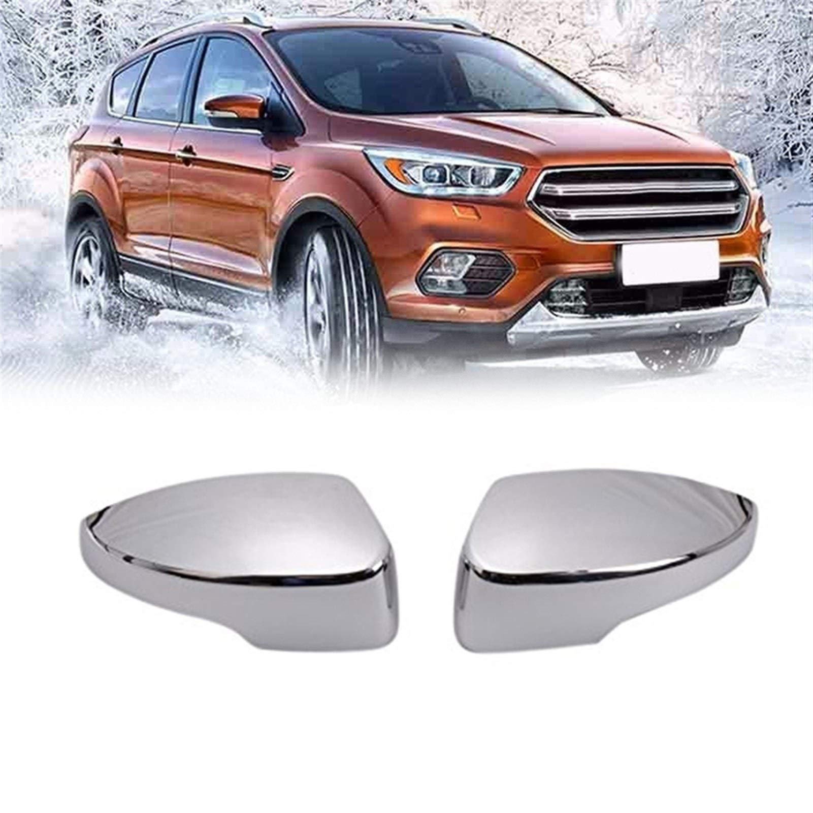 Pizgear Seitenspiegelabdeckungen, Außenabdeckung for Rückspiegel, for Ford, Escape, for Kuga, 2013-2019, Chrom, 2 Stück Seitenspiegelkappen von Pizgear