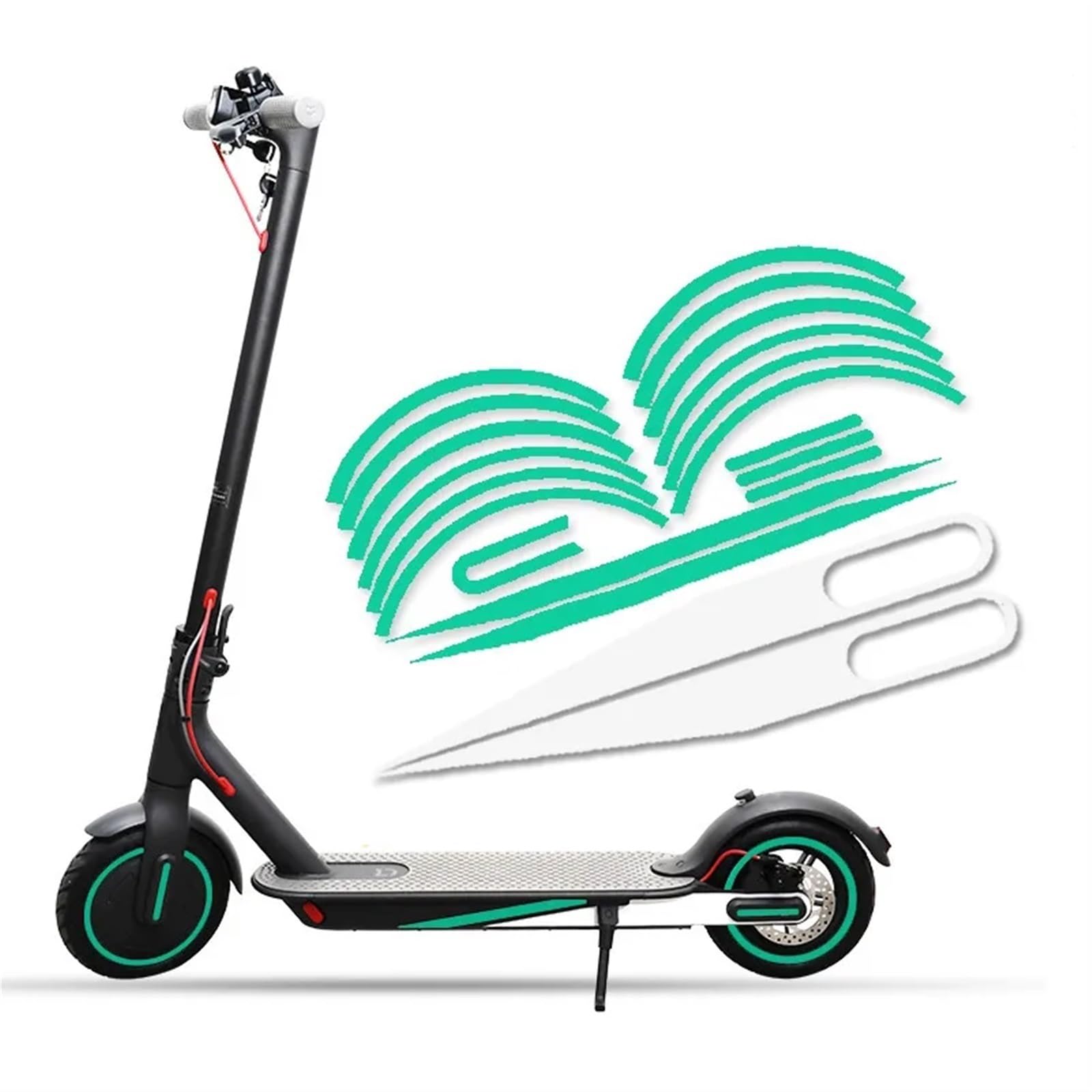 Pizgear Warnstreifen for heiße Nachtfahrten, for Xiaomi, for Mijia, M365 Scooter-Aufkleber, reflektierender PVC-Scooter-Aufkleber, wasserdichtes Scooter-Zubehör Leichte reflektierende Schale(Green) von Pizgear