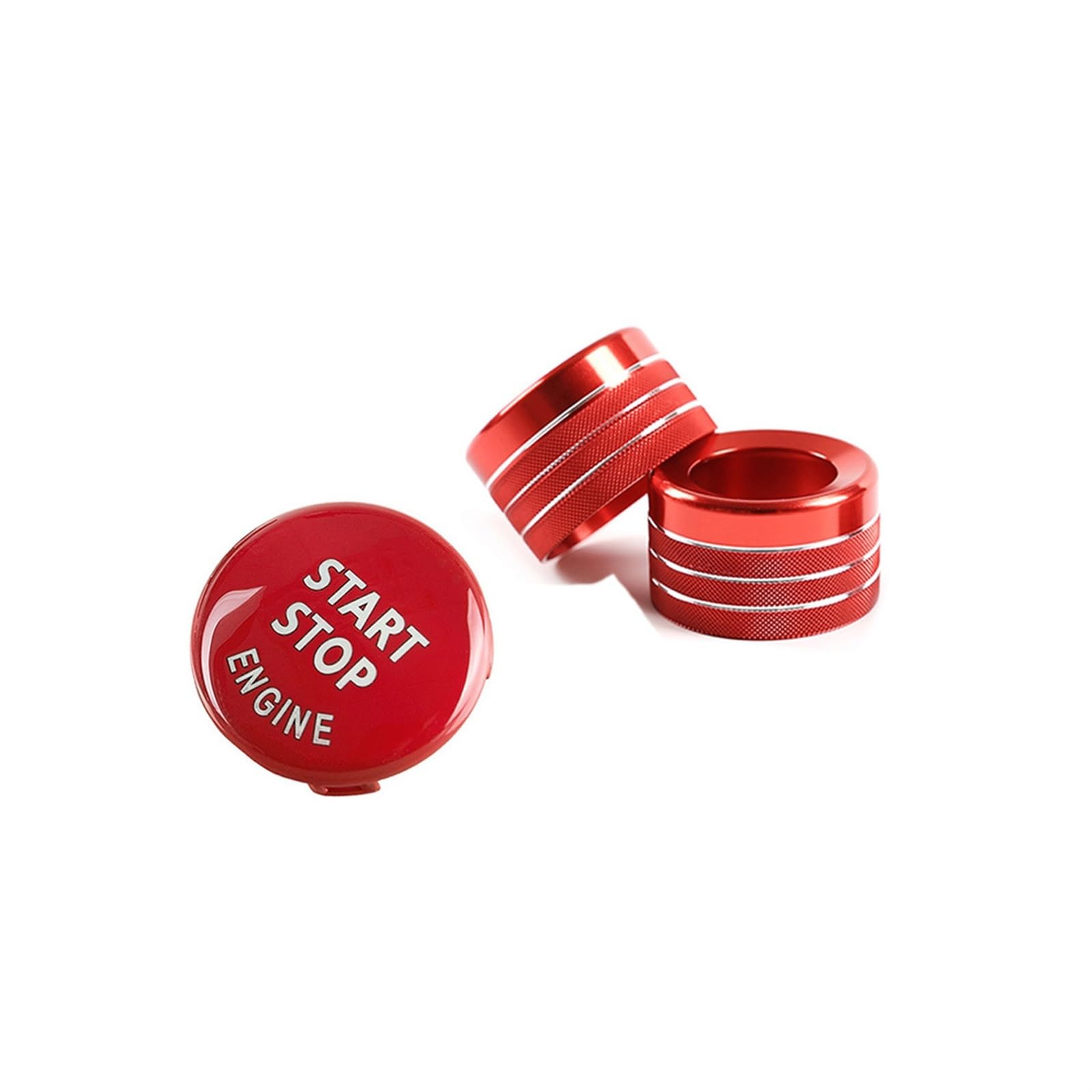 Pizgear for BMW, X5 X6 E70 E71 2008-2013 Auto Motor Start Stop Taste Trim Abdeckung Klimaanlage Schalter Knopf Ring innen Zubehör Abdeckring für den Lüftungsknopf(Red,for X5 2008-2013) von Pizgear