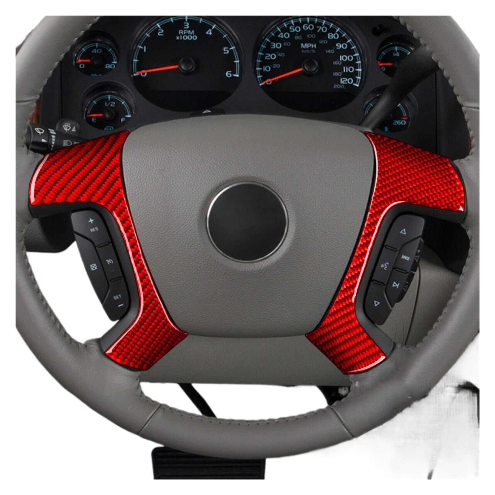 Pizgear for Chevrolet, for Silverado, for Sierra 2007–2013, rot-schwarzer Carbonfaser-Look, Auto-Lenkrad-Knopfabdeckung, Zieraufkleber, Dekoration Lenkradverkleidung(Red) von Pizgear