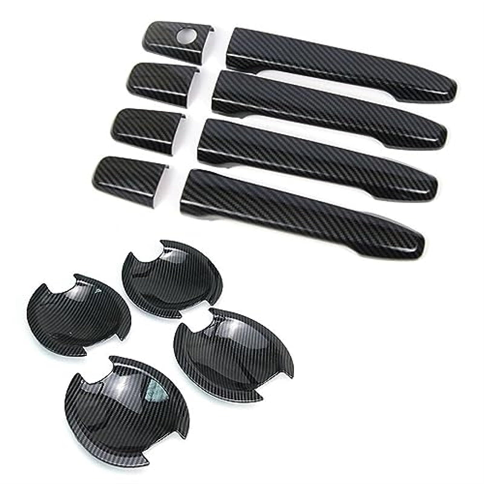 Pizgear for Mitsubishi, Outlander Lancer ASX 2008-2020 ABS Chrom Kohlefaser Autotürgriff Schüsselabdeckung Aufkleber Styling Zubehör Autotürgriffabdeckung(Black Handlebowl 0 Button) von Pizgear