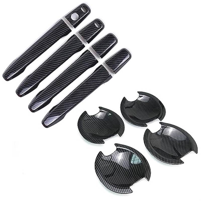 Pizgear for Mitsubishi, Outlander Lancer ASX 2008-2020 ABS Chrom Kohlefaser Autotürgriff Schüsselabdeckung Aufkleber Styling Zubehör Autotürgriffabdeckung(Black Handlebowl 2buttons) von Pizgear