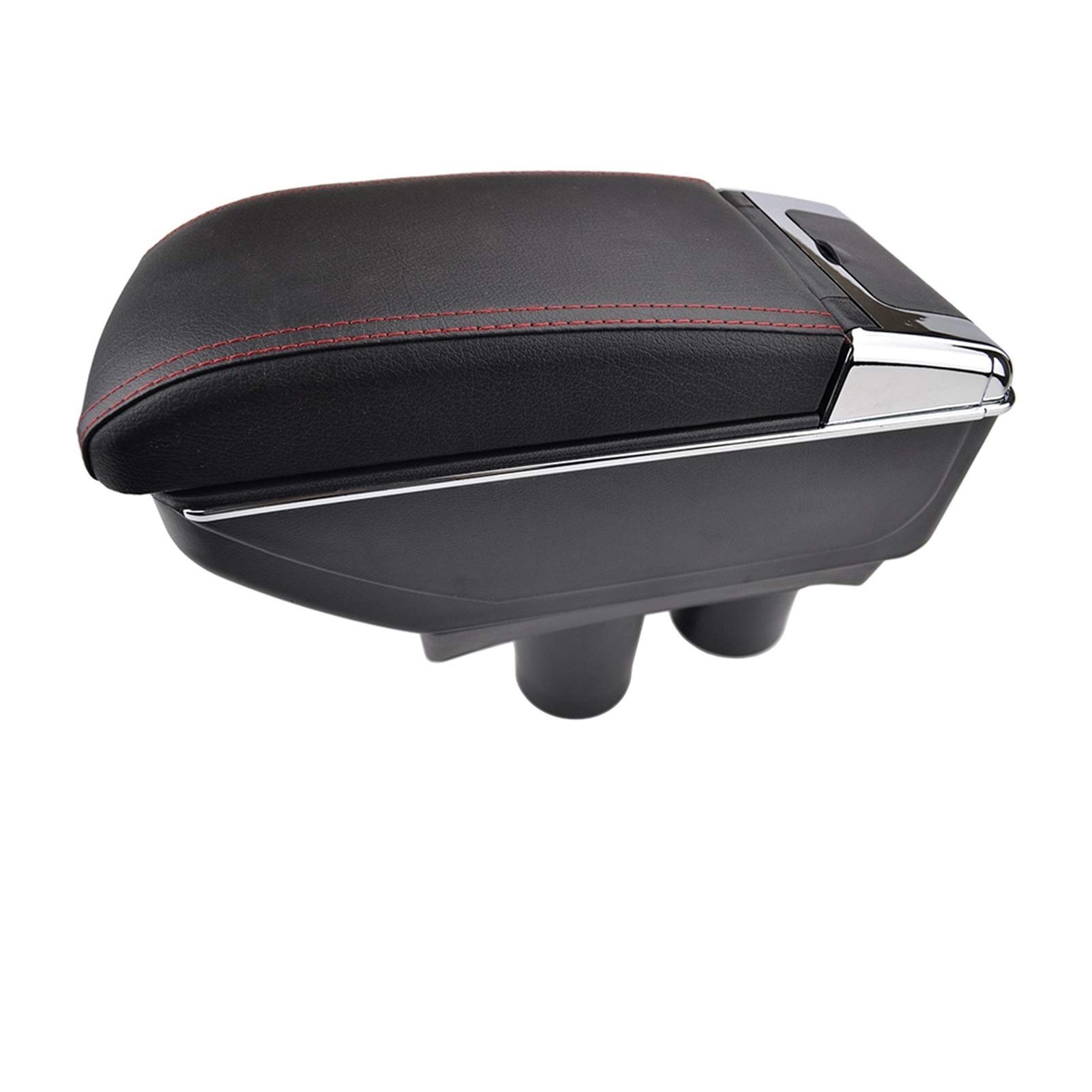 Pizgear for Peugeot, 301 C-Elysee 2013 2014 2015 2016 Mittelkonsole Aufbewahrungsbox PU Leder Dual Layer 2012-On Armlehne Armauflage Aufbewahrungsbox für die Mittelkonsole des Autos(Red Thread) von Pizgear