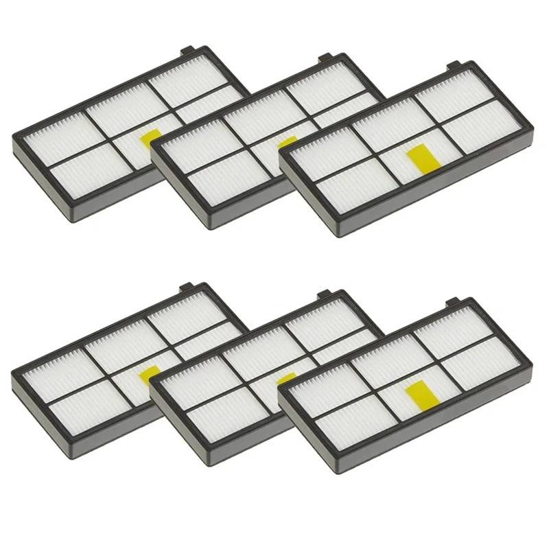 Pizgear for Roomba, for 960 900 891 800 Serie Zubehör Ersatzteile Staubsauger Nachschub Kit Gummi Seitenbürste HEPA-Filter Bodenreinigungsroboter Set(6PCS Filter) von Pizgear