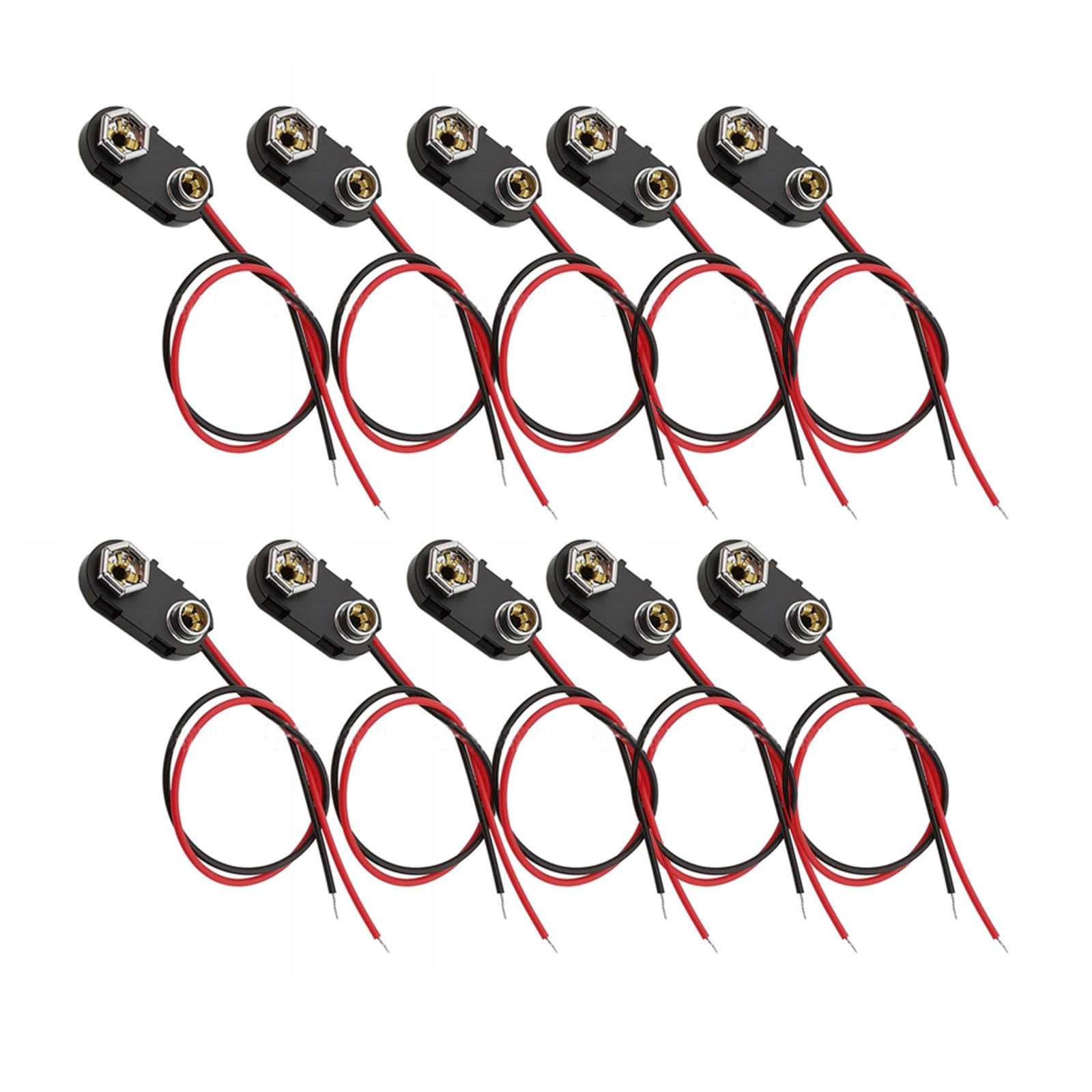 9-V-Batterie-Clip-Anschluss mit 15 cm langem Kabelanschluss, 10 Stück, 9 Batteriestecker für Anschlusskabel von Pjeghbvop