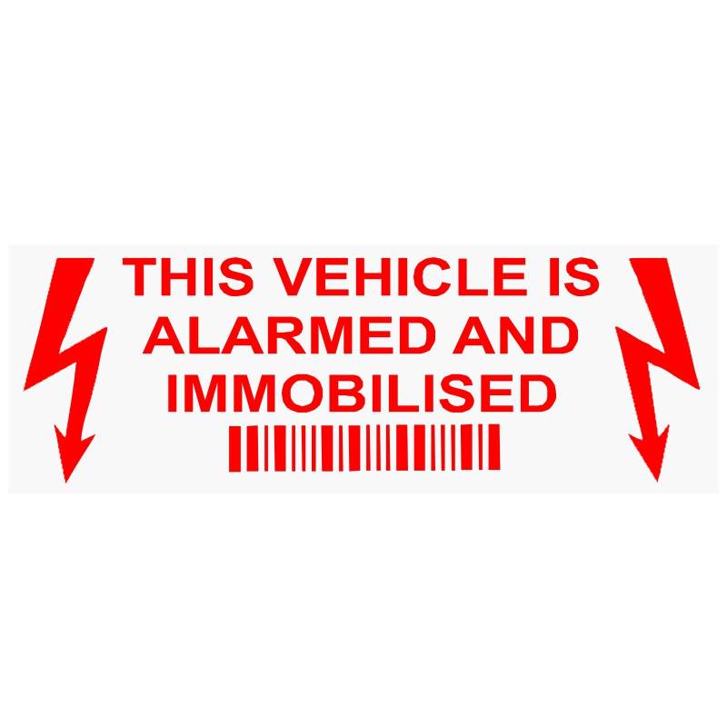 Platinum Place 5 x Alarm and immobilizer Fitted Stickers-red on clear-30mm x 87mm-alarmed and immobilized Security Warning Windows Signs car,Van,Truck,Caravan,Camper,Taxi,Deterrence,Security von Platinum Place