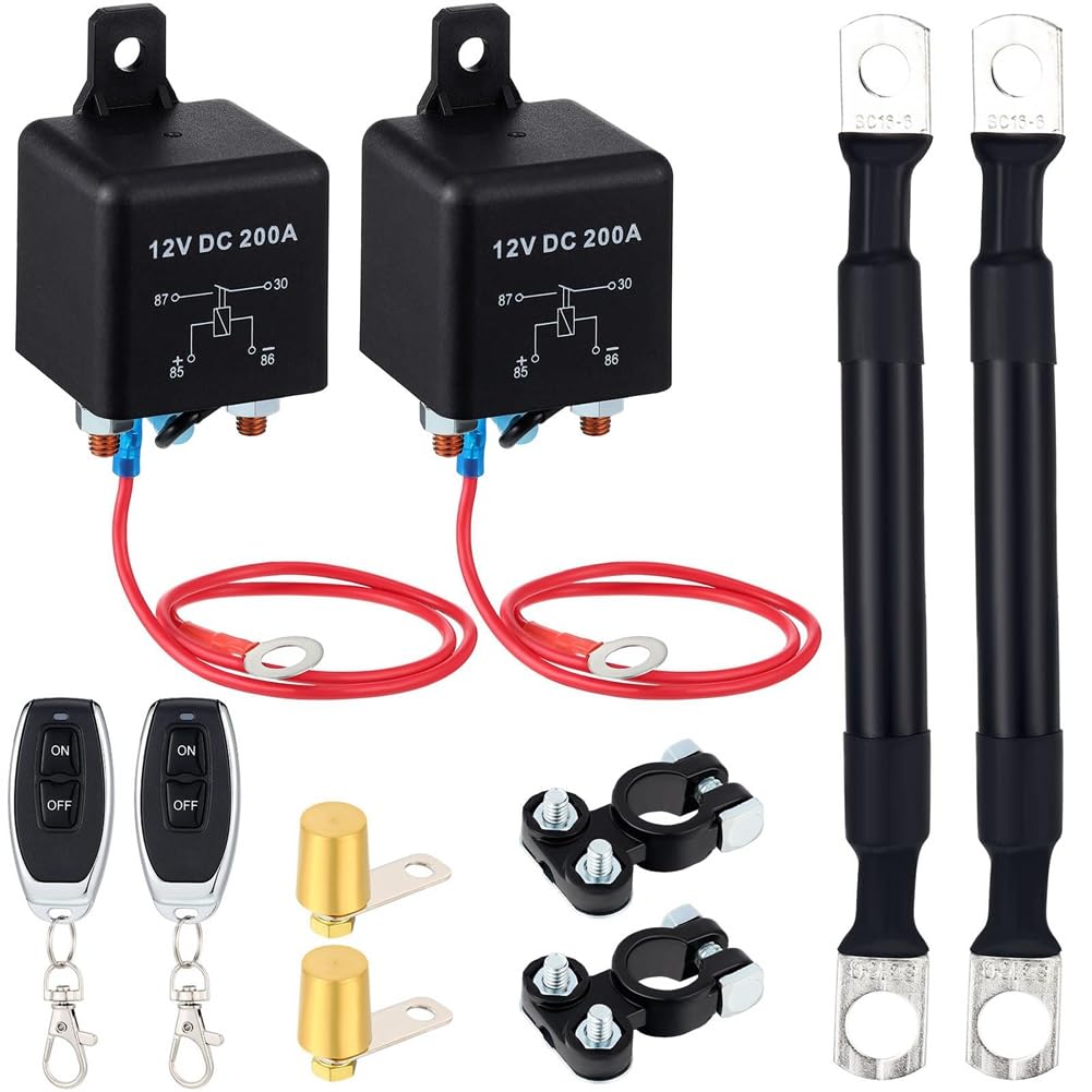 Plookyoe Fernbatterie-Trennschalter-Kit 200A DC12V Top Post Negativ Anti-Diebstahl-Auto-Pause-Schalter Autobatterie-Trennschalter von Plookyoe