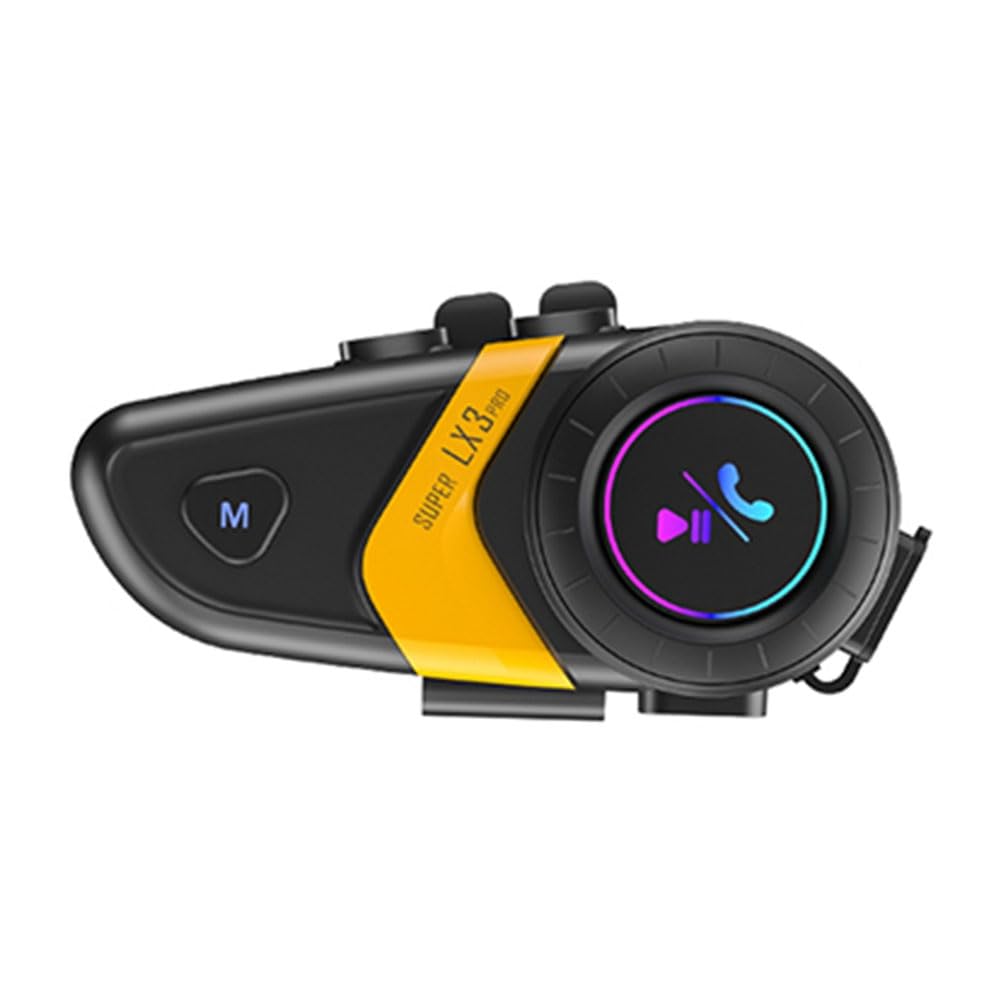 Pluuttiem LX3PRO Motorradhelm-Headset, Gegensprechanlage, Bluetooth-Helm, Wasserdicht, Kabellos, Stereo-Headset, Unterstützt Sprachassistent, Einfache Installation von Pluuttiem