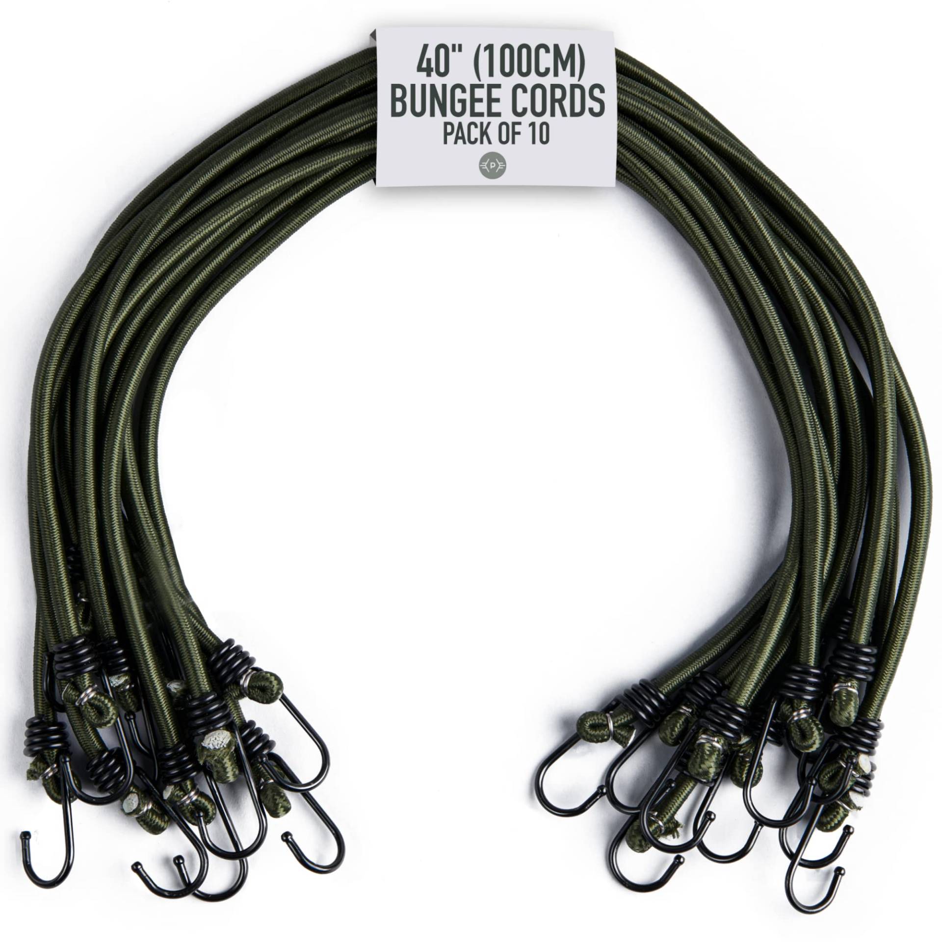 Pluvios - 40" (100CM) Robuste Spanngummis mit Haken - 10er-Pack - Größenwahl - Elastische Vielzweck Gummi Spanngurte für Gepäck, Dachträger, Camping - Wetterfester, UV-beständiger Expander von Pluvios