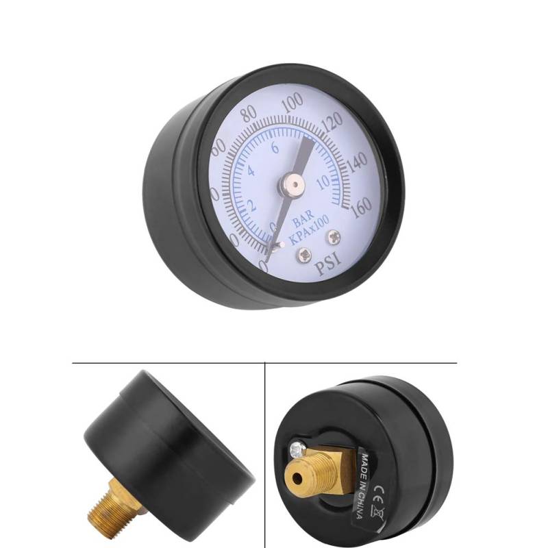 Manometer, 1/8" NTP Pressure Gauge Mini Manometer für Kraftstoff Luft Öl Wasser 0-160 psi / 0-10 bar 1/8 Zoll NPT Gewinde von Plyisty