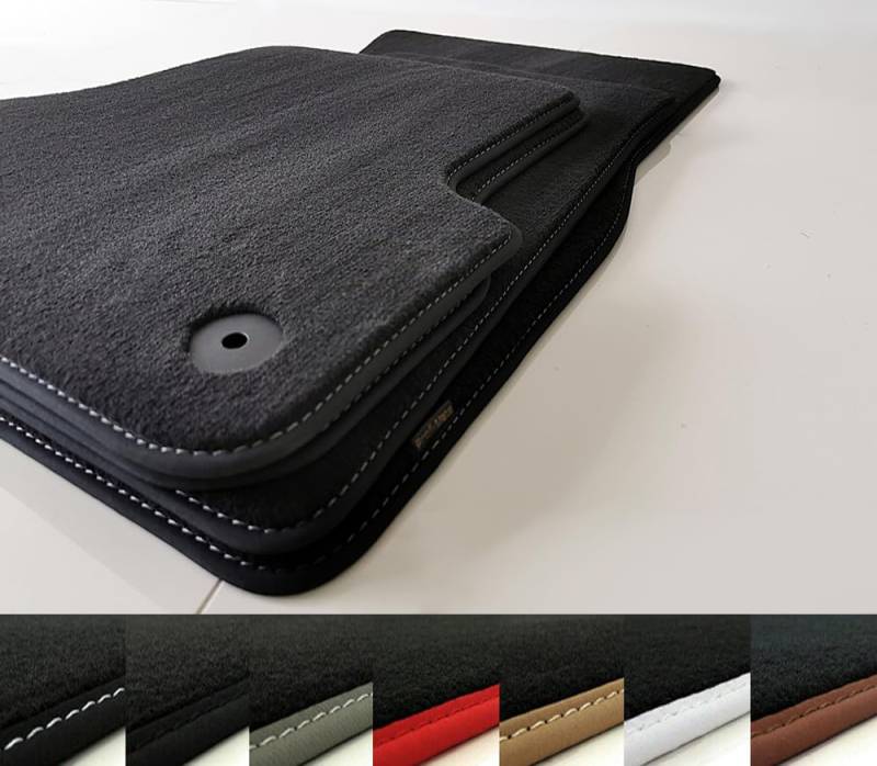 Velours Fussmatten passend für Audi 80 Cabrio 1991-2000 Profi Mats Premium Qualität (Befestigungsabstand Variante 1, Umrandungsfarbe Schwarz Naht Schwarz) von Pm PROFI-MATS