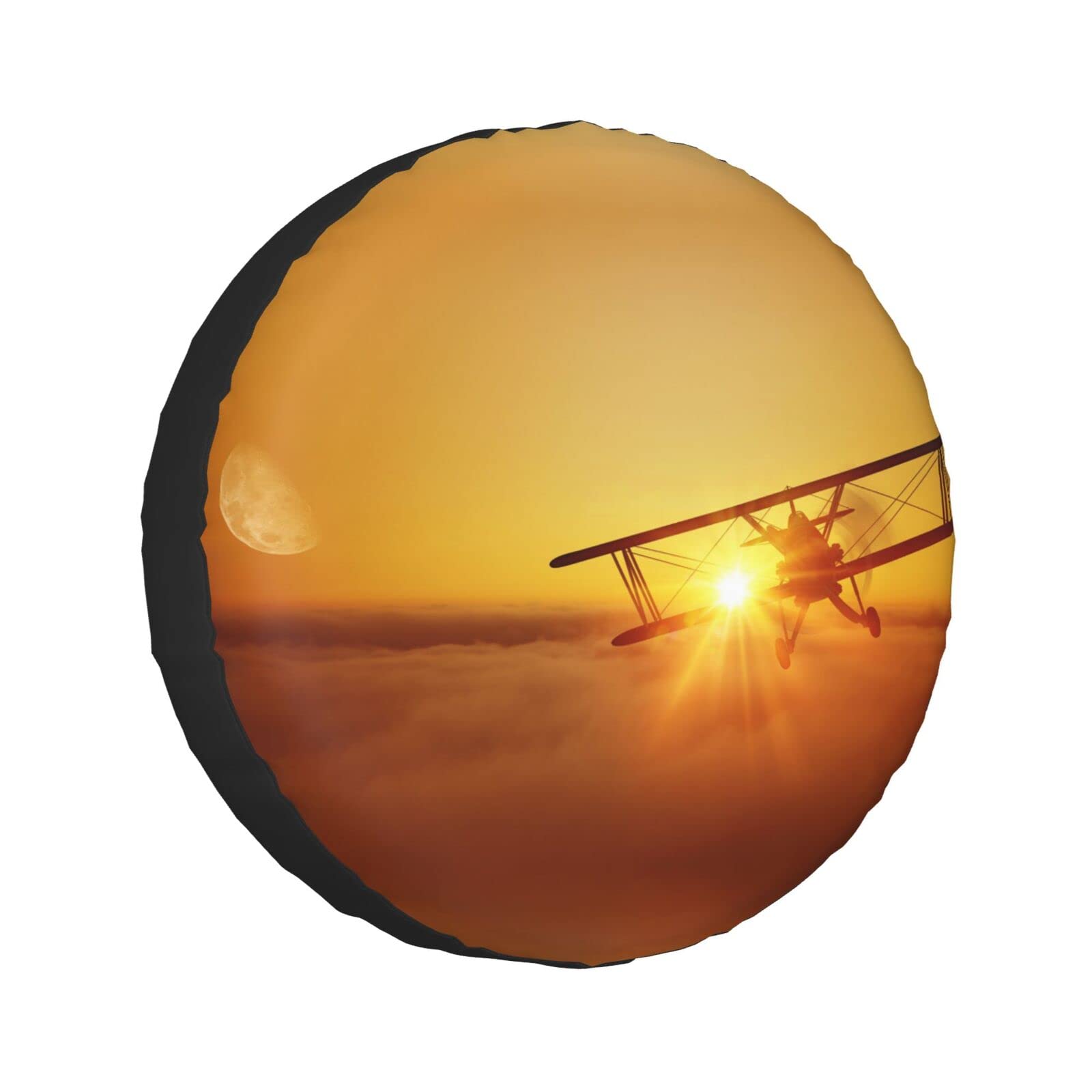 Ersatzreifenabdeckungen für Flugzeuge bei Sonnenuntergang, wasserdicht, für Anhänger, LKW, Wohnmobil, SUV, universal, alle Fahrzeuge, 38,1 cm (15 Zoll) von Pmnnerefaq