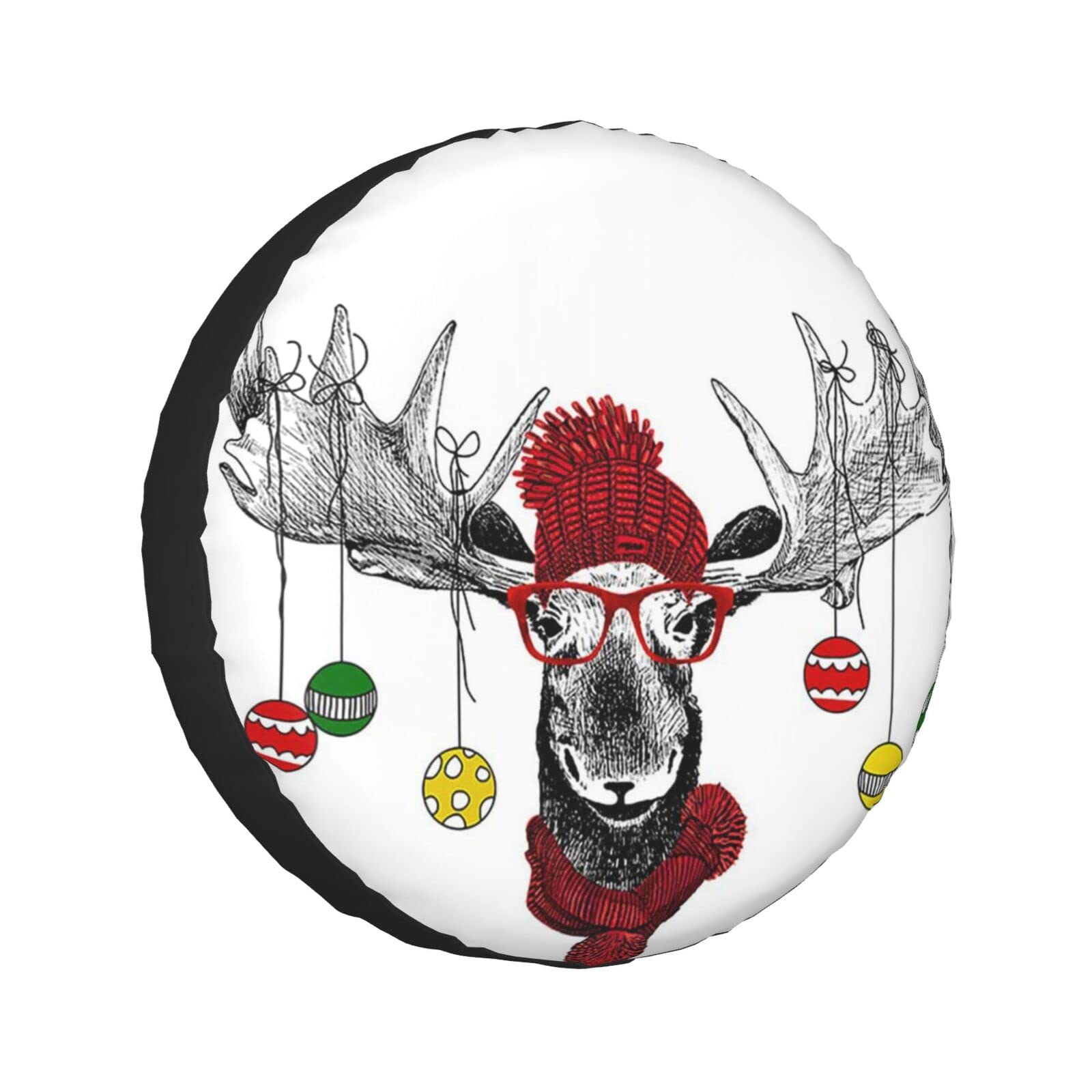 Funny Christmas Deer Reserverad-Abdeckungen, wasserdicht, für Anhänger, LKW, Wohnmobil, SUV, universal, alle Fahrzeuge, 35,6 cm (14 Zoll) von Pmnnerefaq