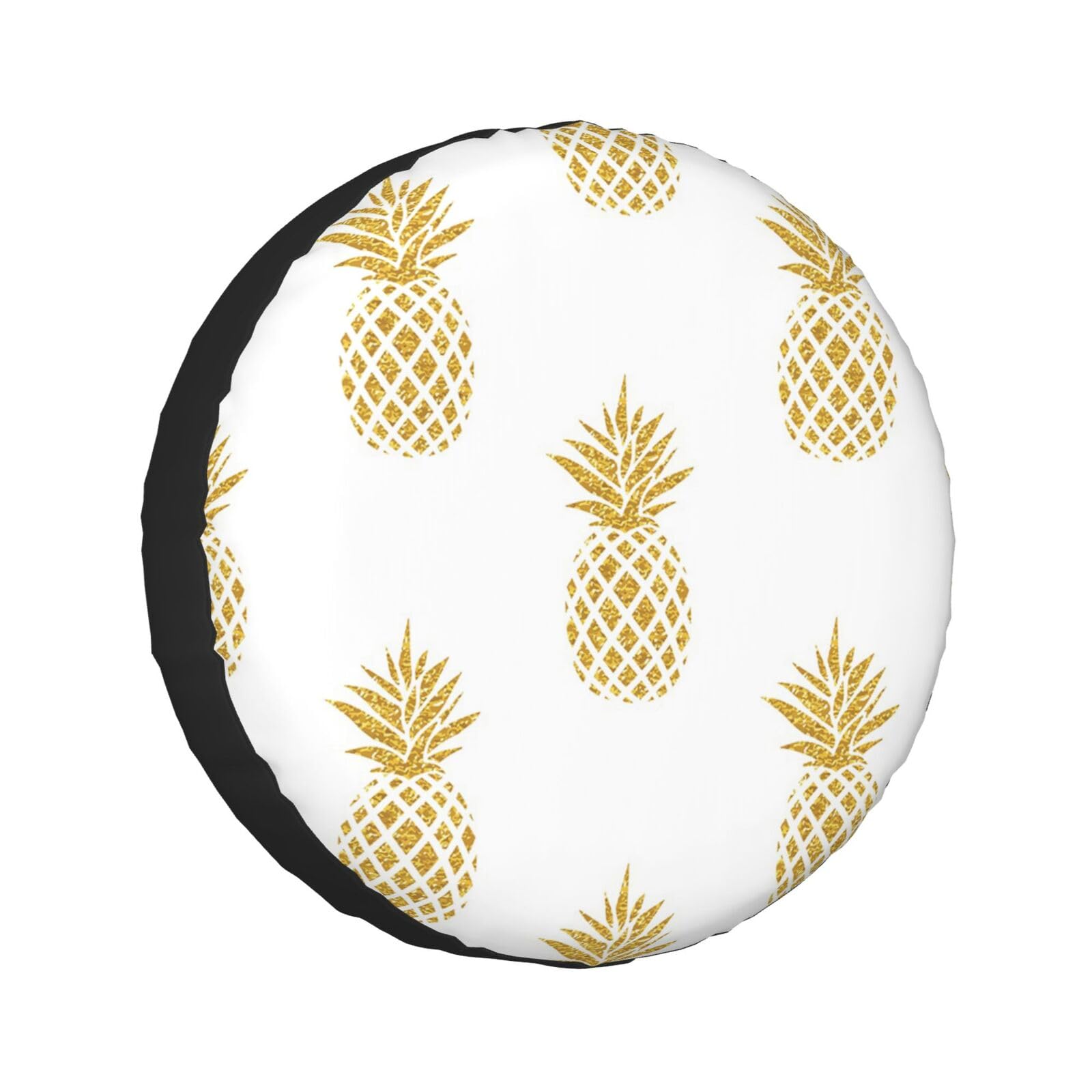 Goldener Ananas-Hintergrund, Ersatzreifenabdeckungen, wasserdicht, für Anhänger, LKW, Wohnmobil, SUV, universal, alle Fahrzeuge, 43,2 cm (17 Zoll) von Pmnnerefaq