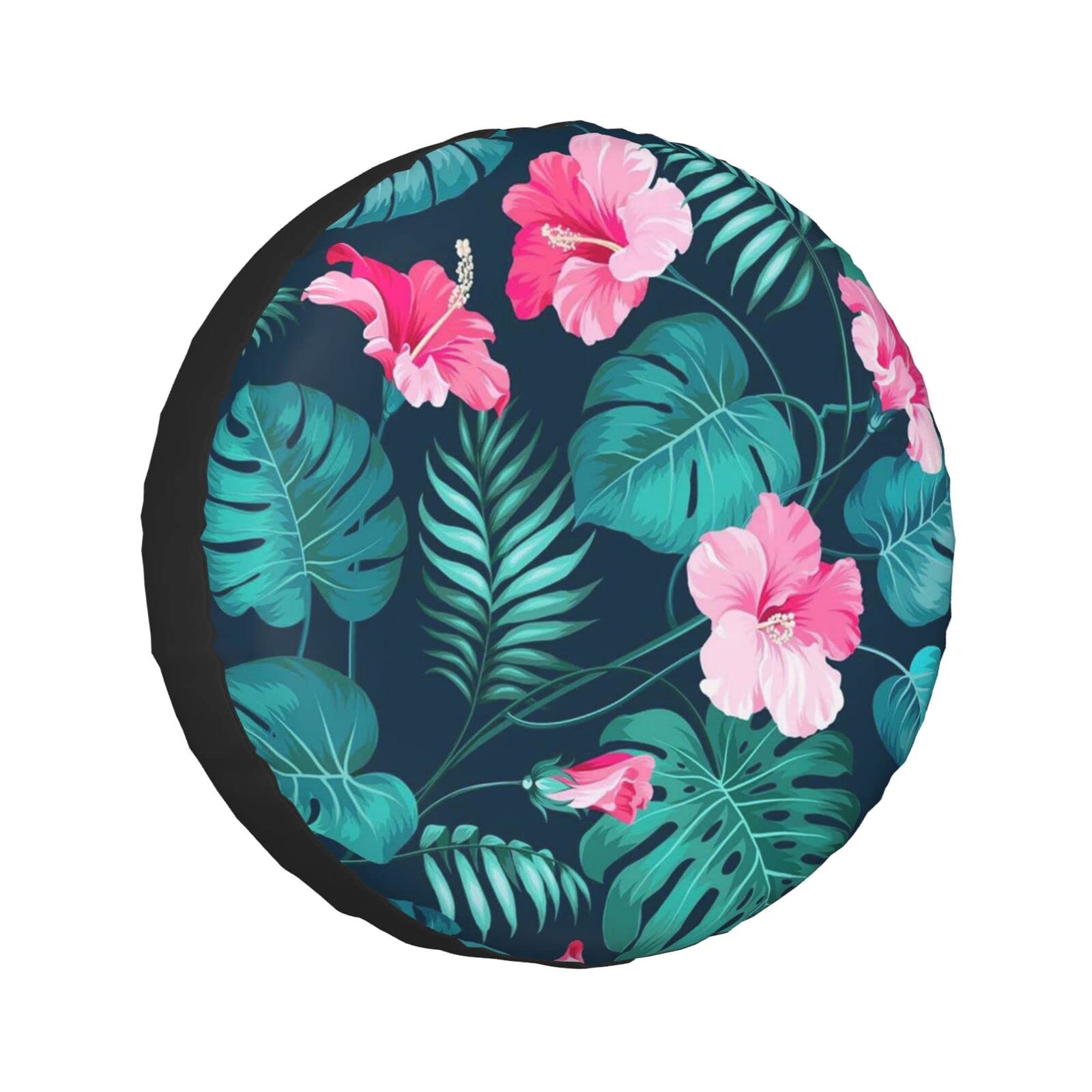 Hawaii Pink Flower Ersatzreifenabdeckungen Wasserdicht Ersatzradabdeckung Protektoren für Anhänger, LKW, Wohnmobil, SUV, Universal alle Fahrzeuge, 38,1 cm (15 Zoll) von Pmnnerefaq